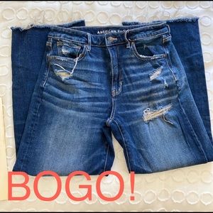 AE High Rise Wide Leg Crop Destroyed